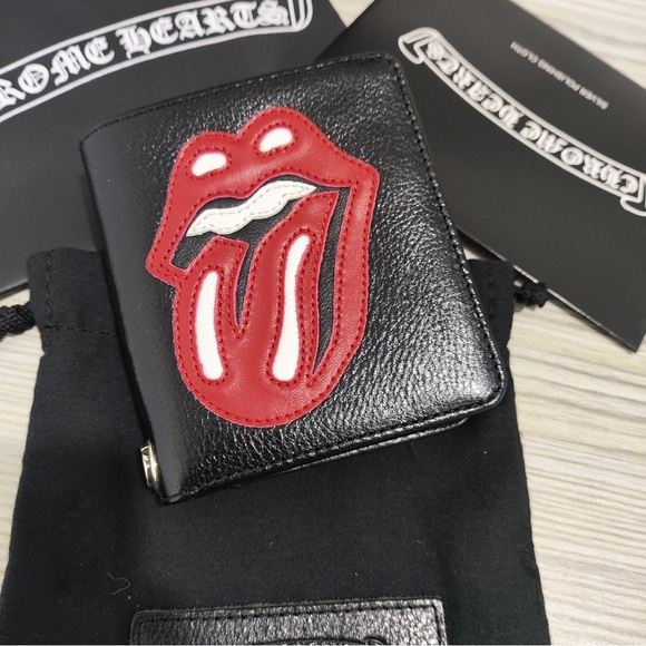 Chrome Hearts Other - Chrome Hearts Black Leather Money Clip with Red Tongue Patch
